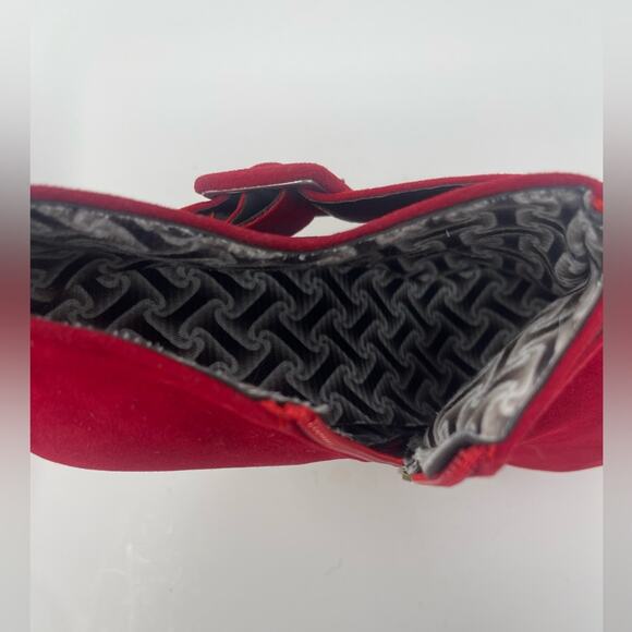 Vero Cuoio Red Faux Suede Platform Booties Heels Italian Women’s Size 8 - Picture 4 of 13